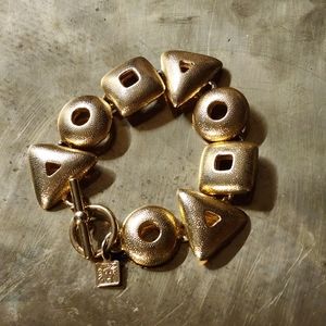 Vintage Anne Klein Geometric Articulated Gold Tone Bracelet